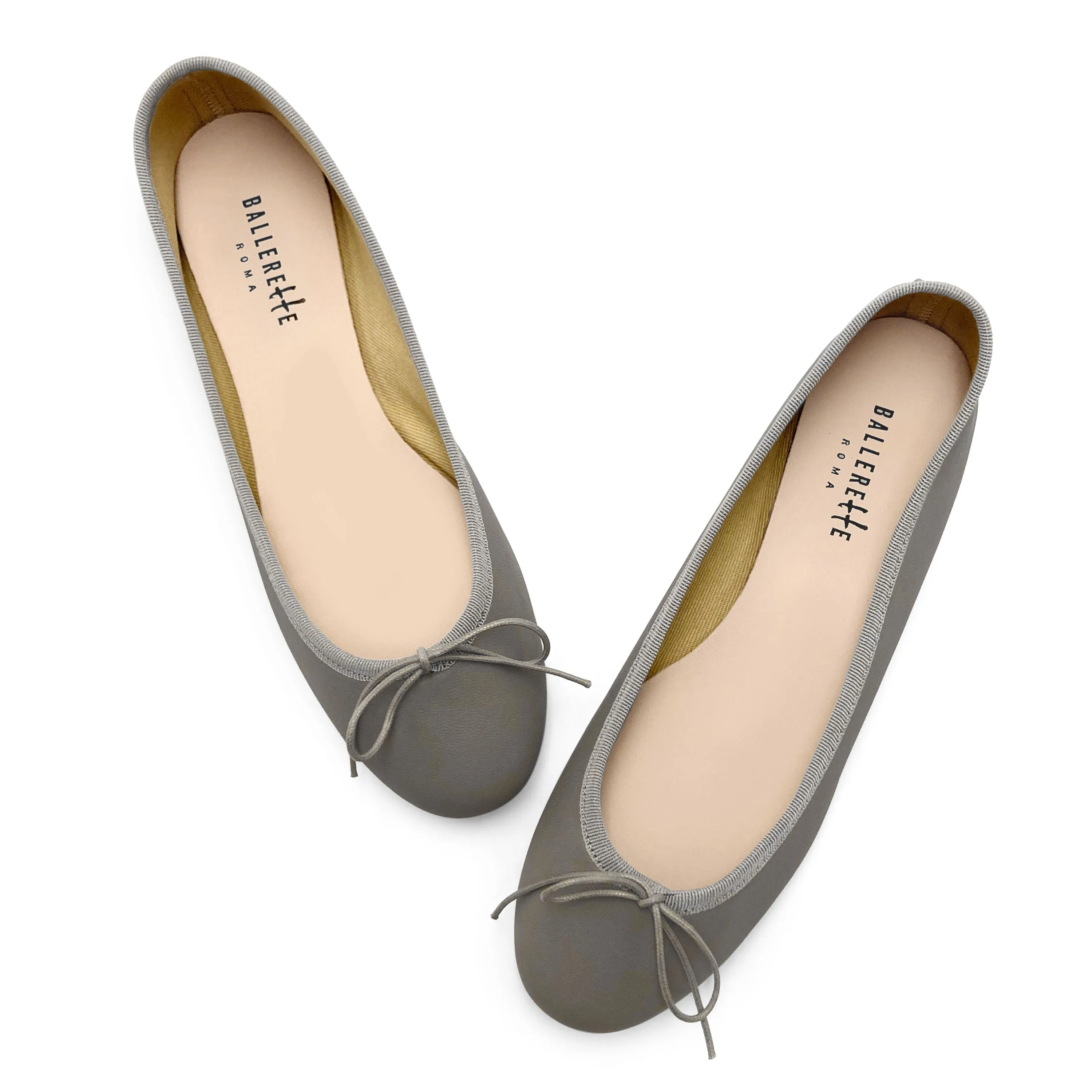Taupe leather ballet flats