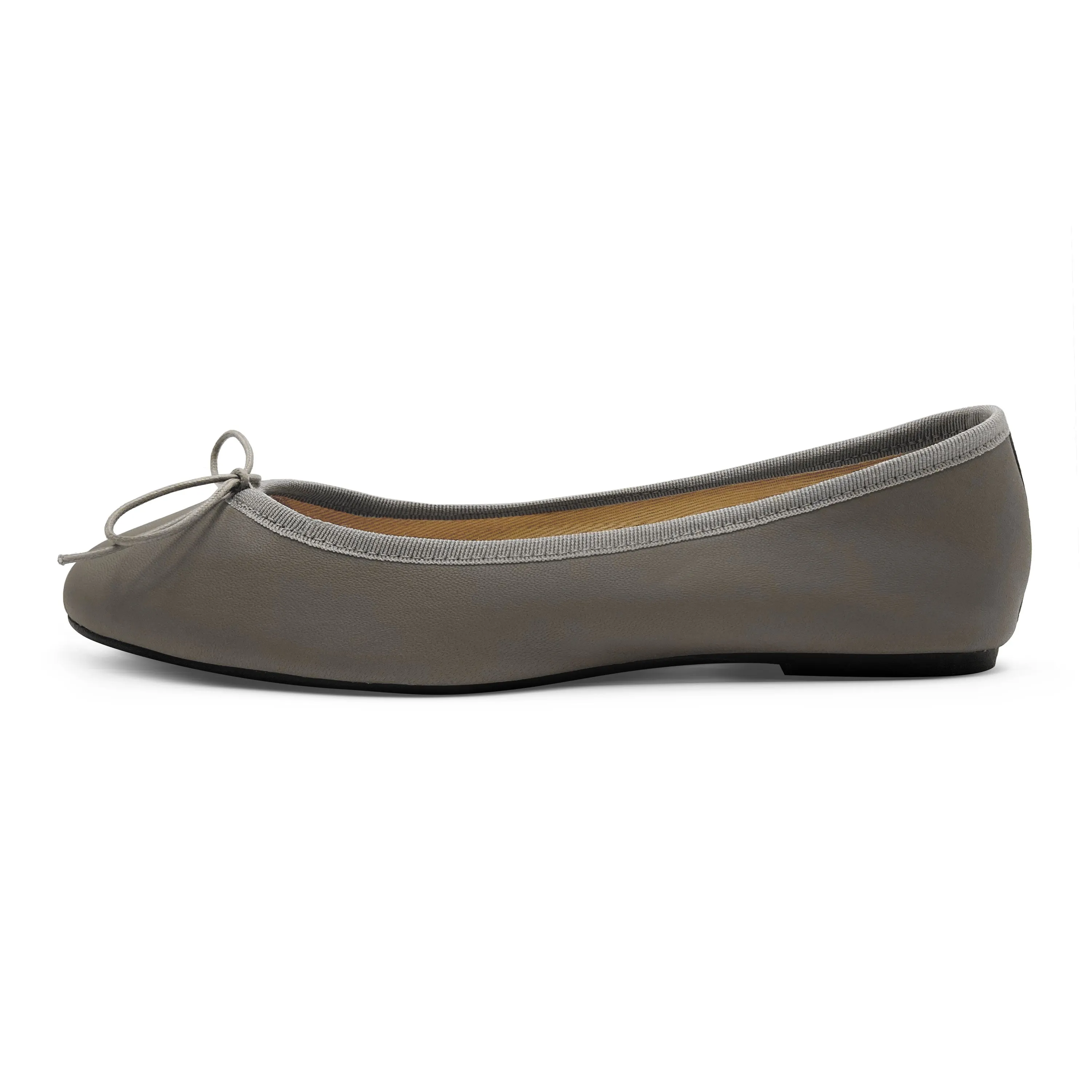 Taupe leather ballet flats