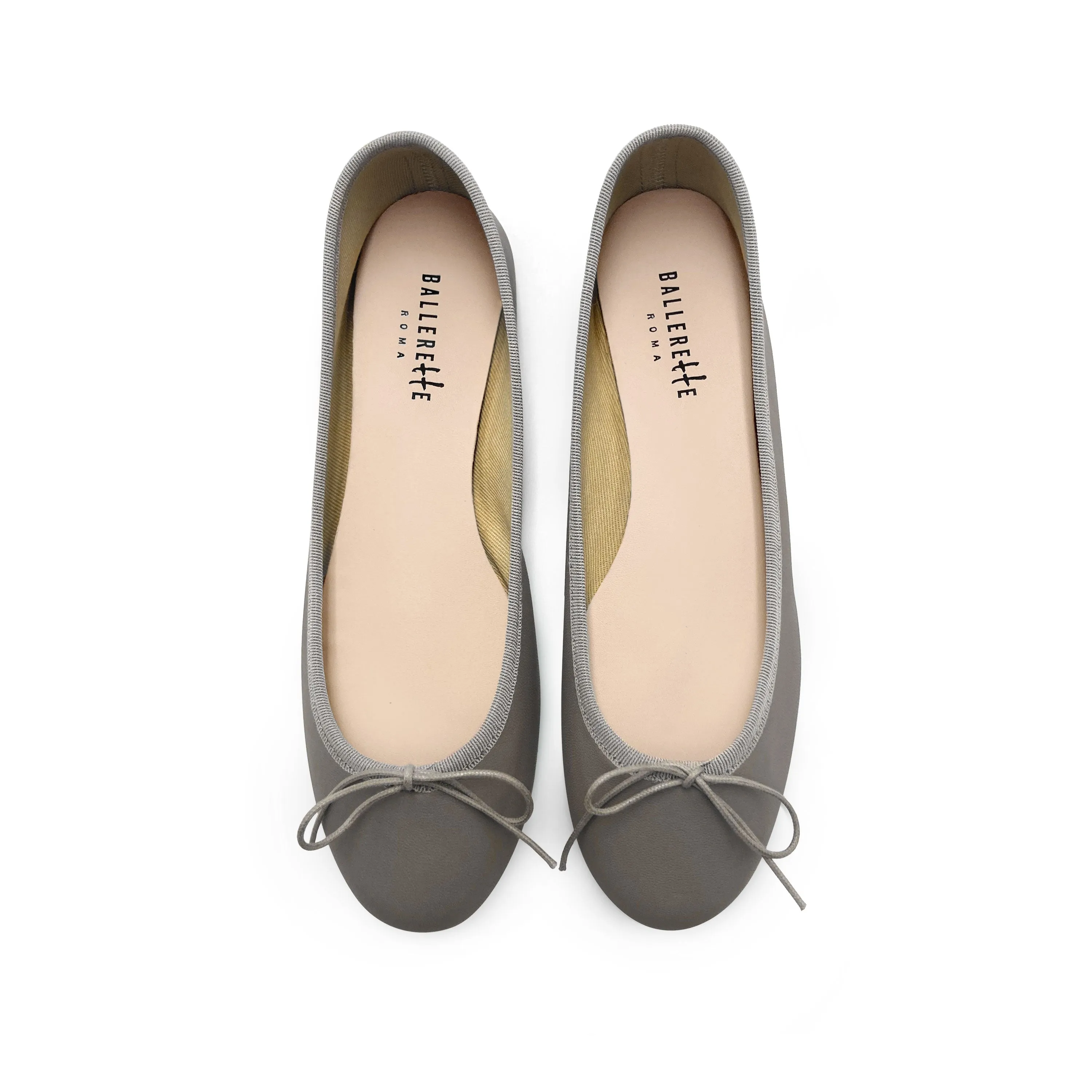 Taupe leather ballet flats