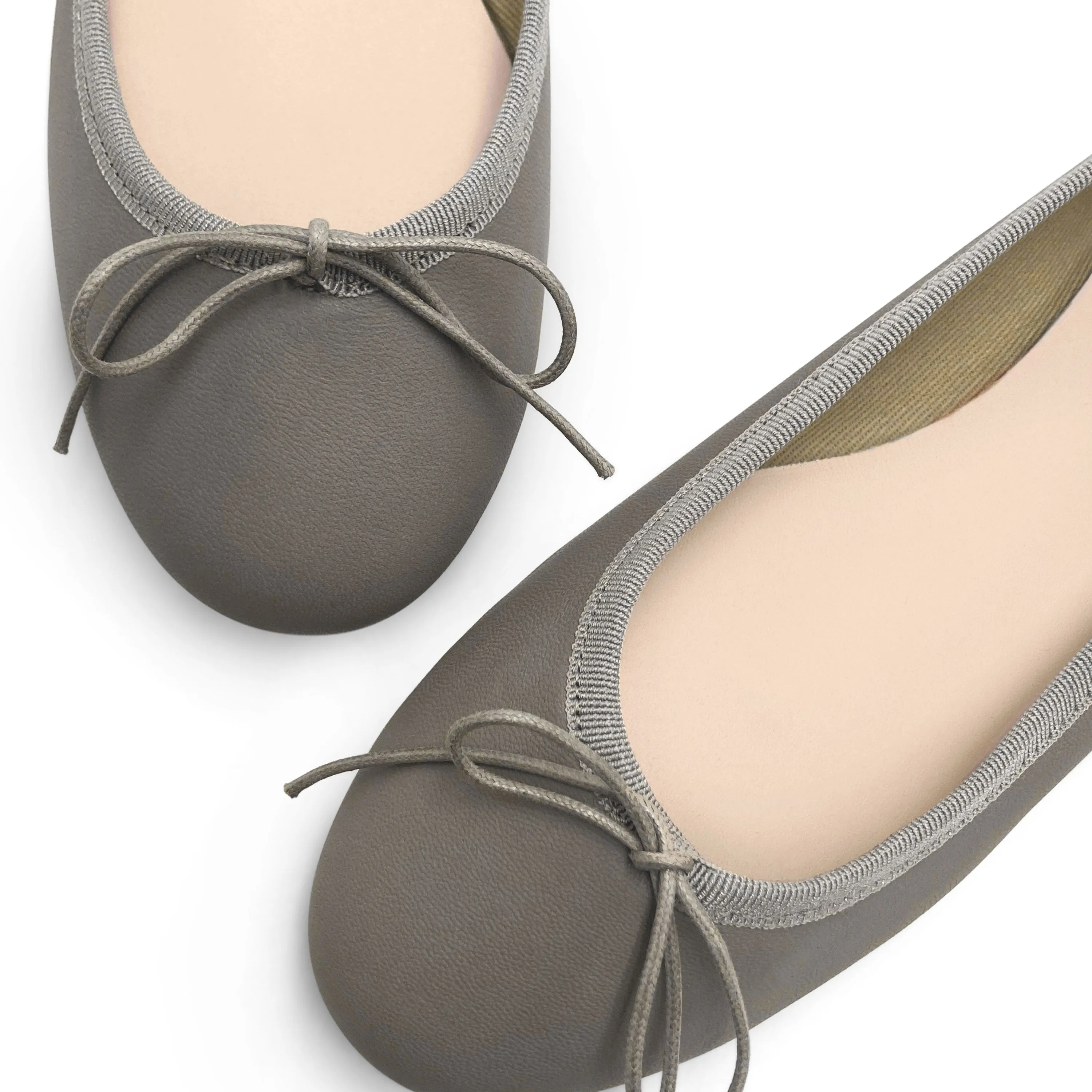 Taupe leather ballet flats