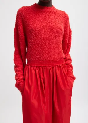 Tibi Serviette Crewneck Easy Pullover in Red