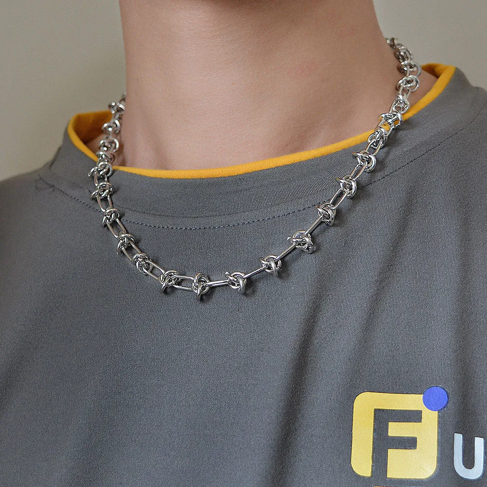 Titanium Steel Flower Woven Necklace