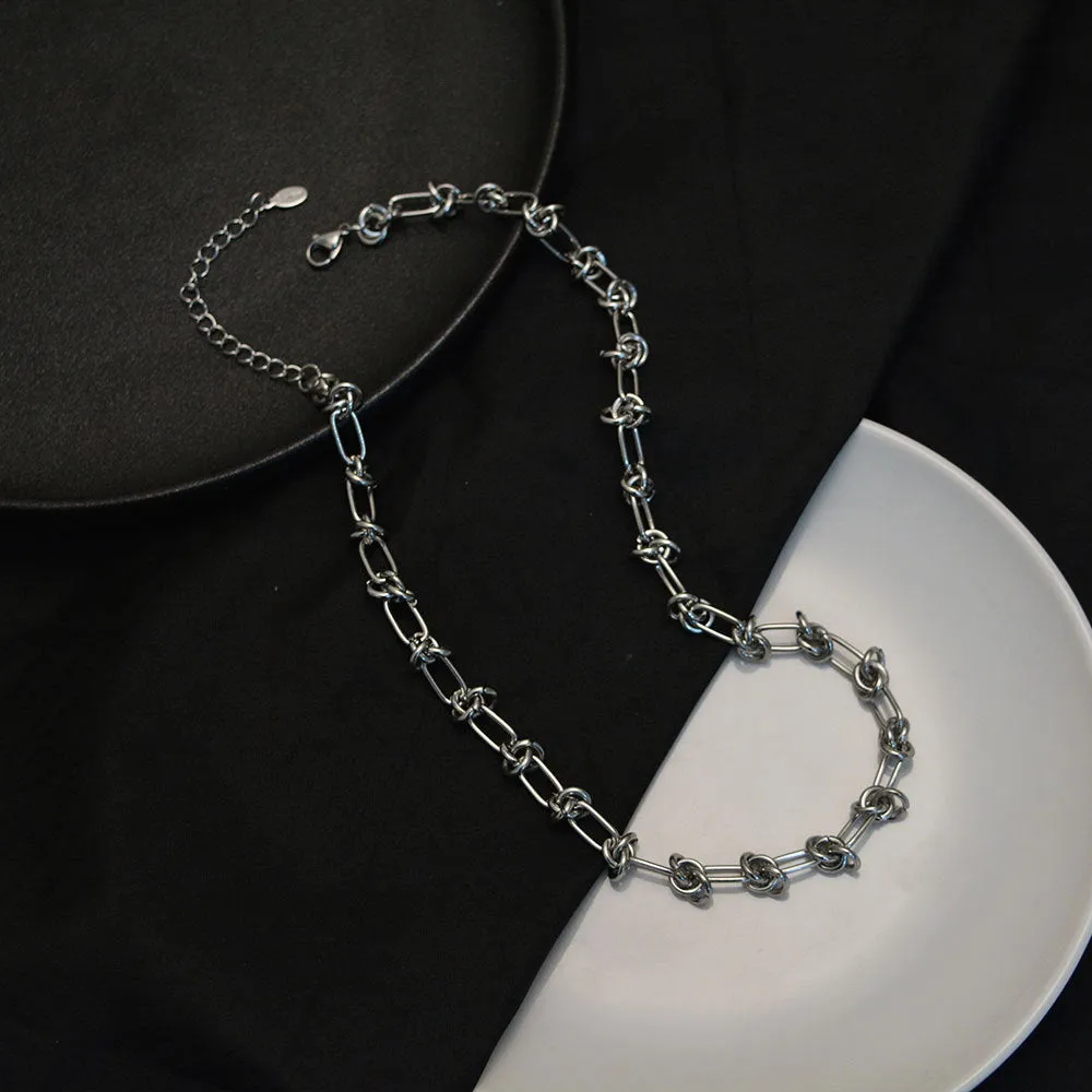 Titanium Steel Flower Woven Necklace