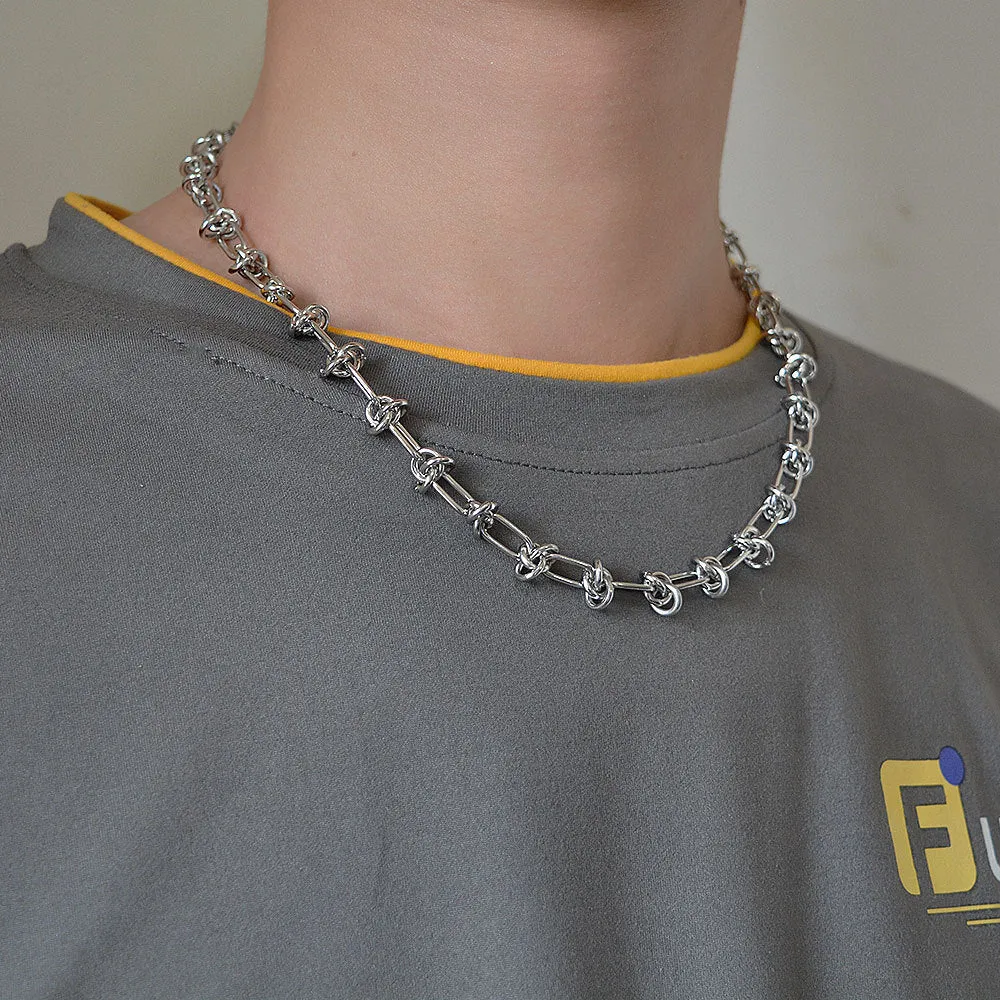 Titanium Steel Flower Woven Necklace