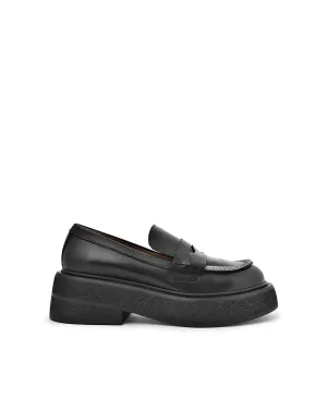 Tomi Strass Black Leather Chunky Loafers