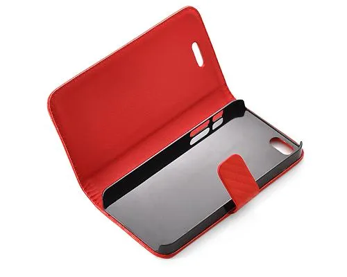 Twill Series iPhone 5 and 5S Flip Leather Case - Red