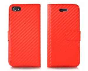 Twill Series iPhone 5 and 5S Flip Leather Case - Red