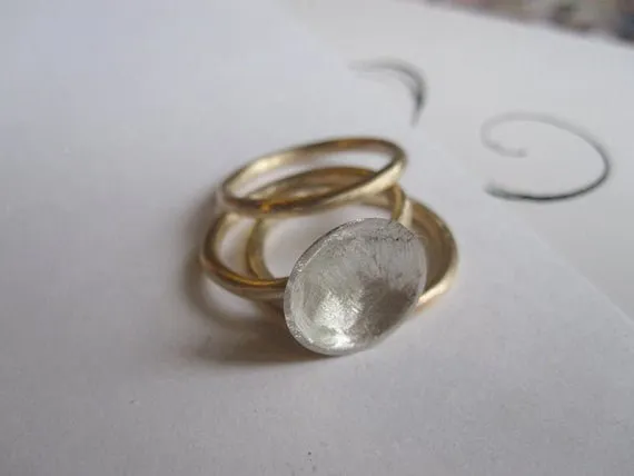 Unique Set Of Three Stacking Rings With Sterling Silver Matte Finish Concave Dome  - 0083