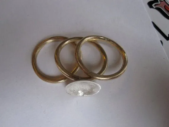 Unique Set Of Three Stacking Rings With Sterling Silver Matte Finish Concave Dome  - 0083