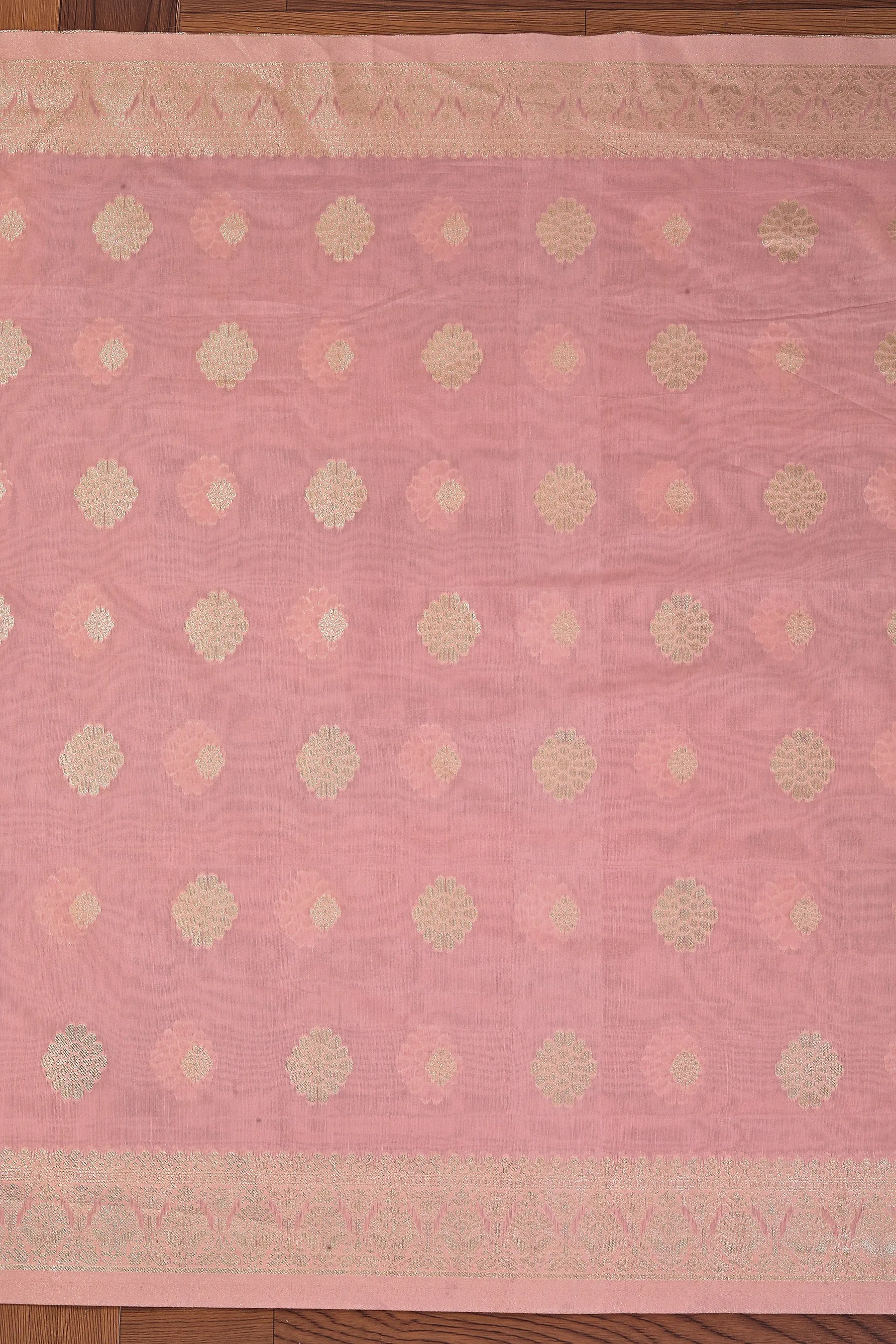 Unstitched Floral Printed Zari Dress Material With Dupatta