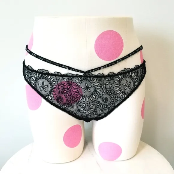 Victoria's Secret Swarovski Crystal Black Label Sequin Bling Designer Panty NWT