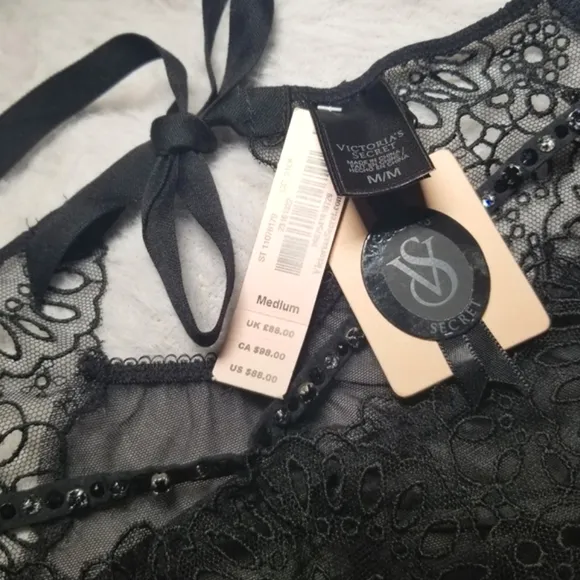 Victoria's Secret Swarovski Crystal Black Label Sequin Bling Designer Panty NWT
