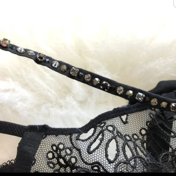 Victoria's Secret Swarovski Crystal Black Label Sequin Bling Designer Panty NWT