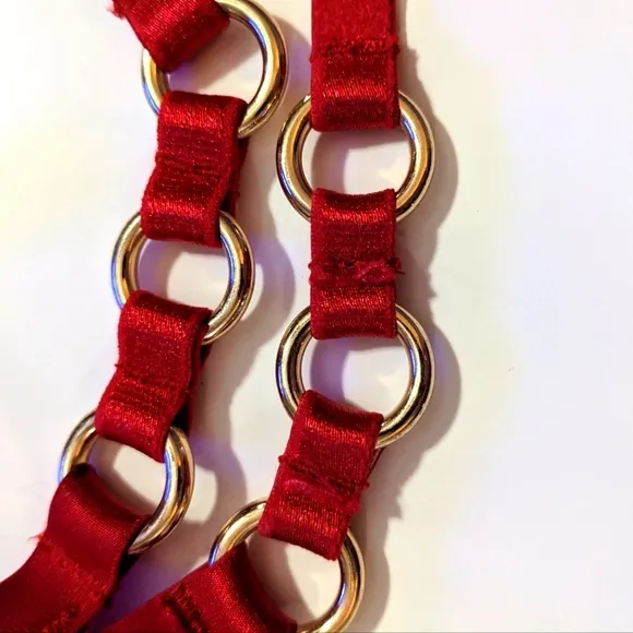 Victoria's Secret Very Sexy Red Unlined Balconette Bra Cage Gold Rings Size XS