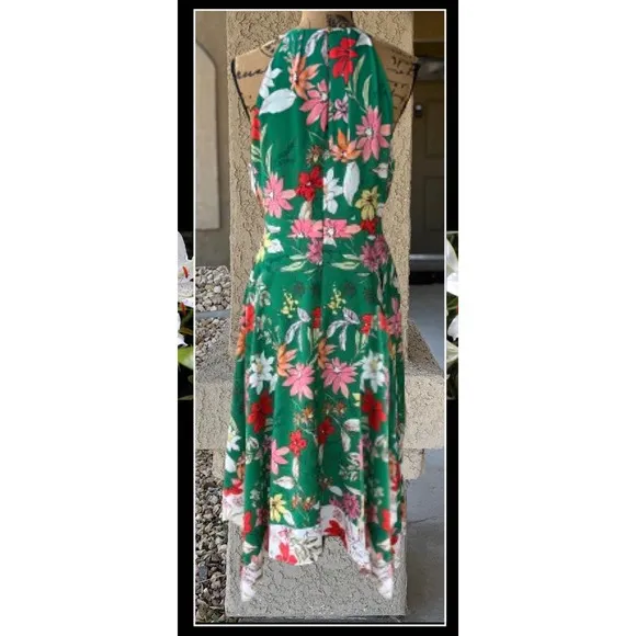Vince Camuto Floral-Print Handkerchief-Hem Dress Size: S