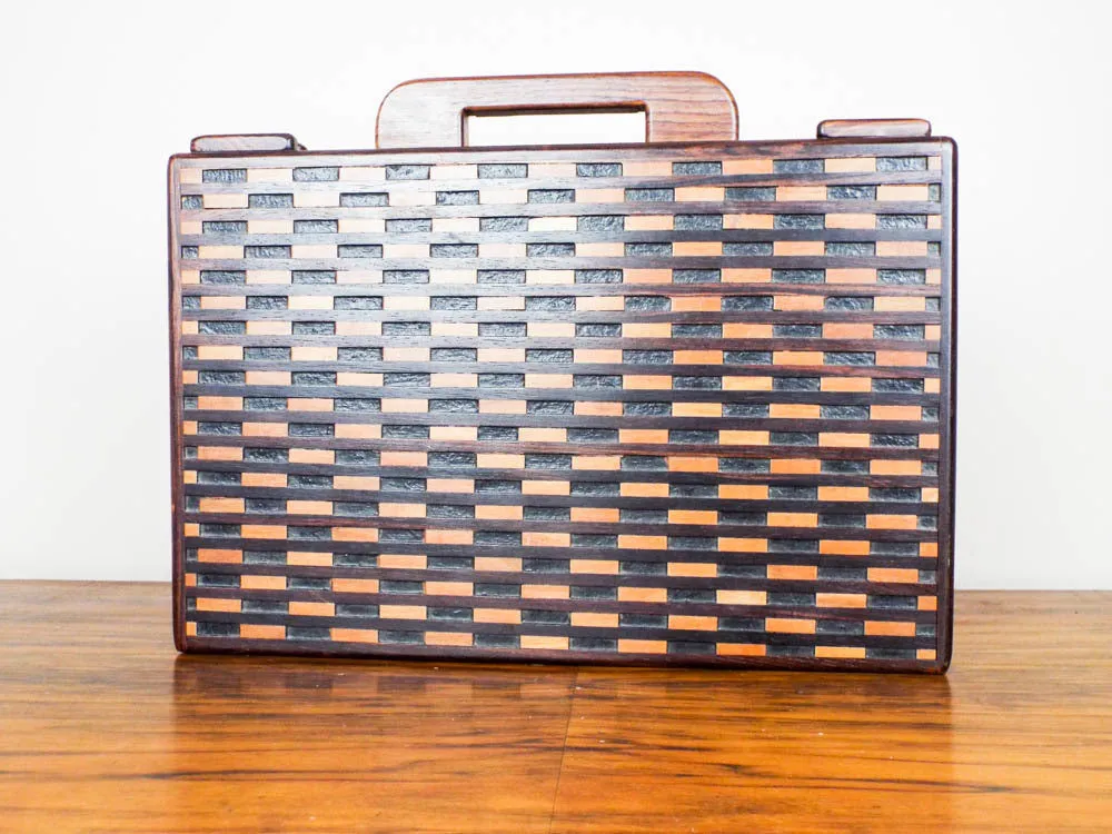 Vintage Don Shoemaker Handmade Wooden Carved Briefcase