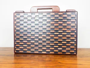 Vintage Don Shoemaker Handmade Wooden Carved Briefcase