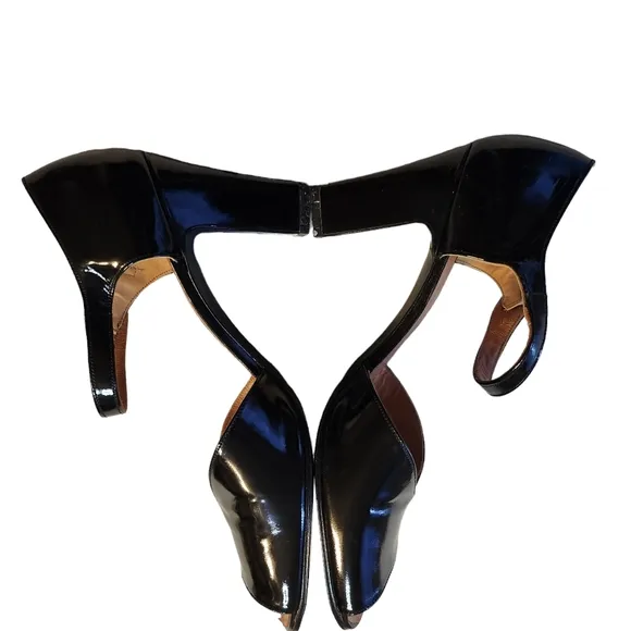 Vintage J.B.Martin Jamaique Black Leather Open Toe Button Closure Size 8N
