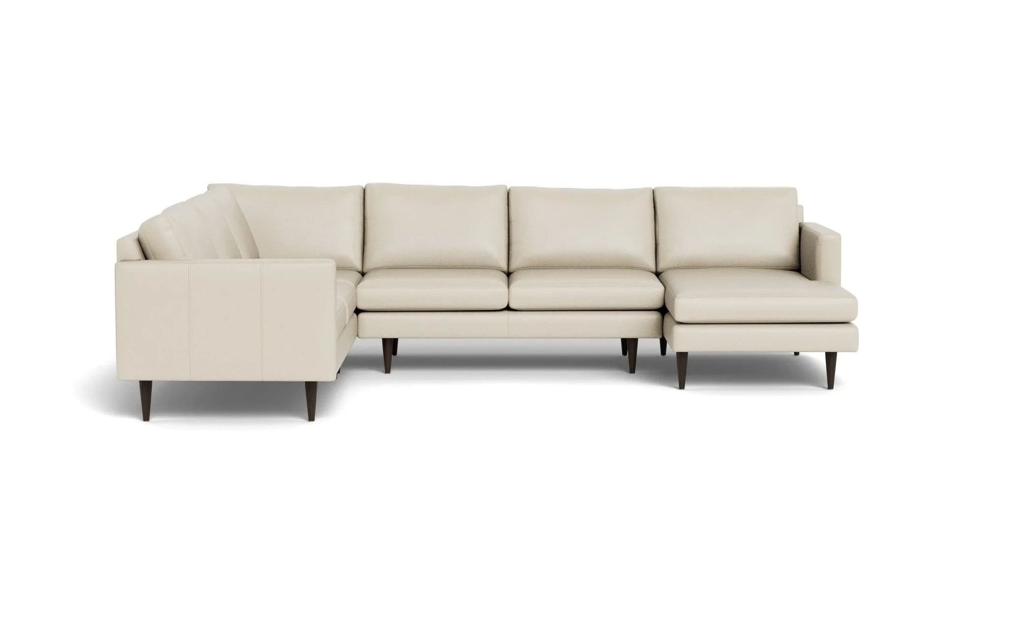 Wallace 131" Leather Untufted Corner Sectionals w. Right Chaise
