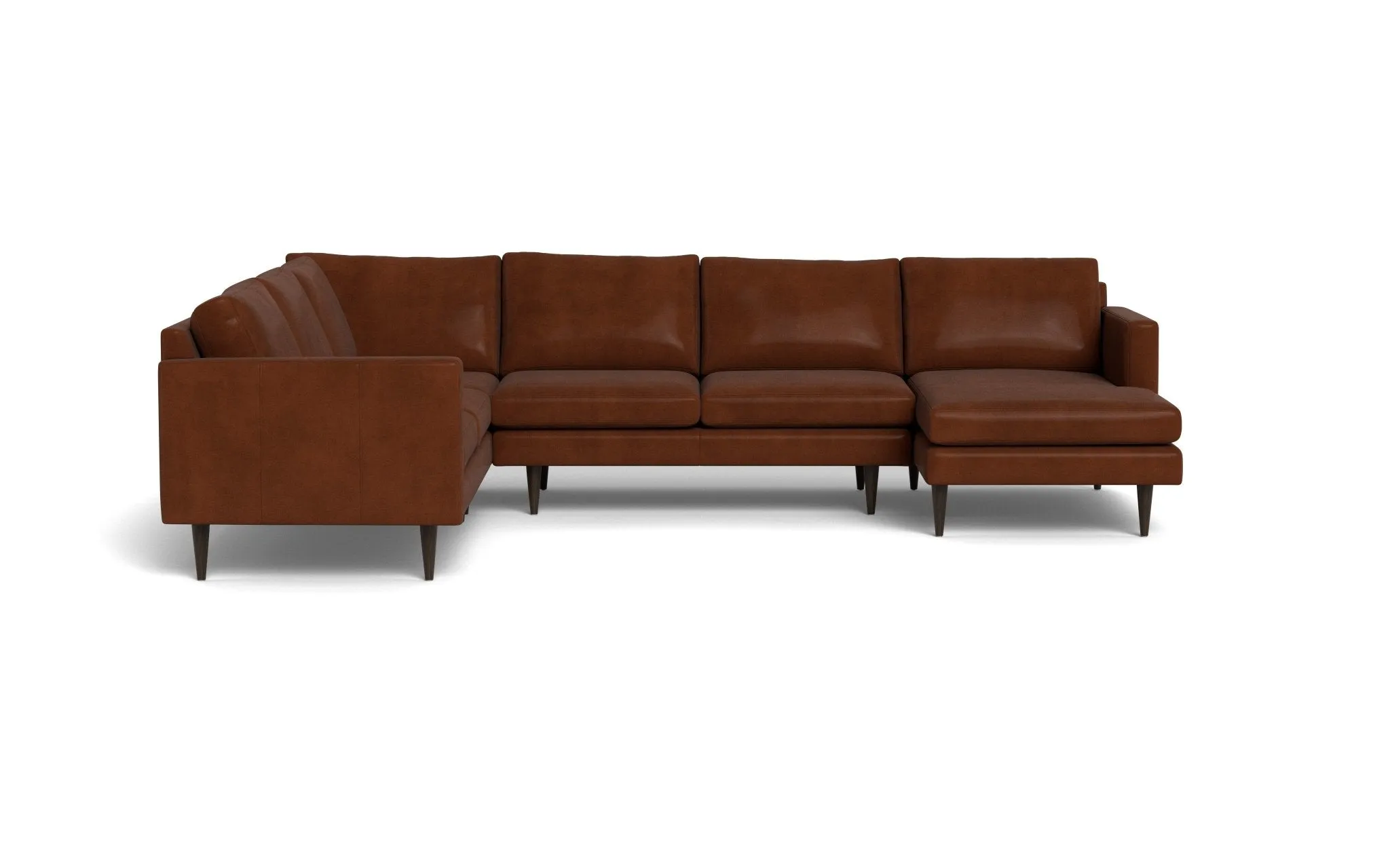 Wallace 131" Leather Untufted Corner Sectionals w. Right Chaise
