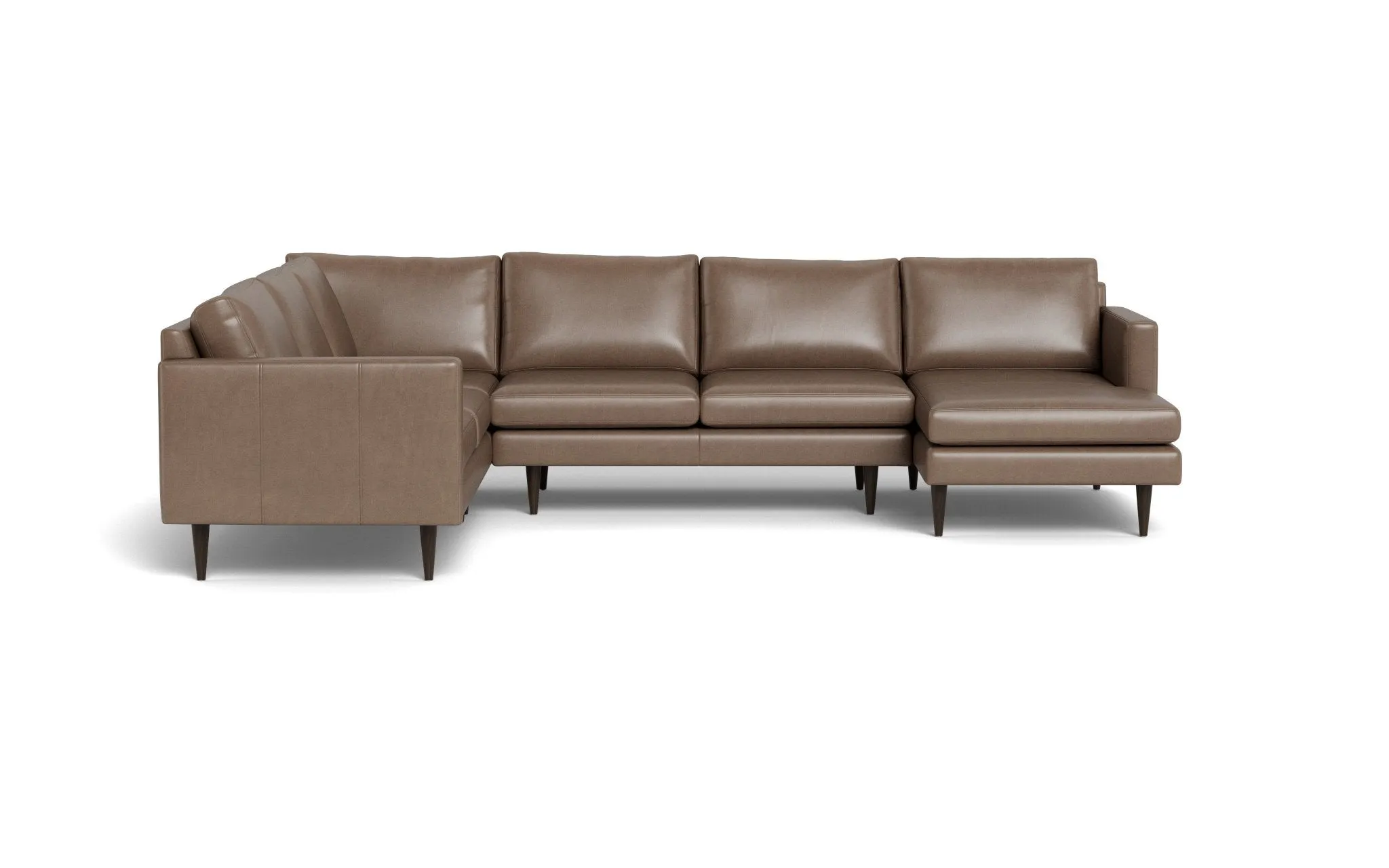 Wallace 131" Leather Untufted Corner Sectionals w. Right Chaise