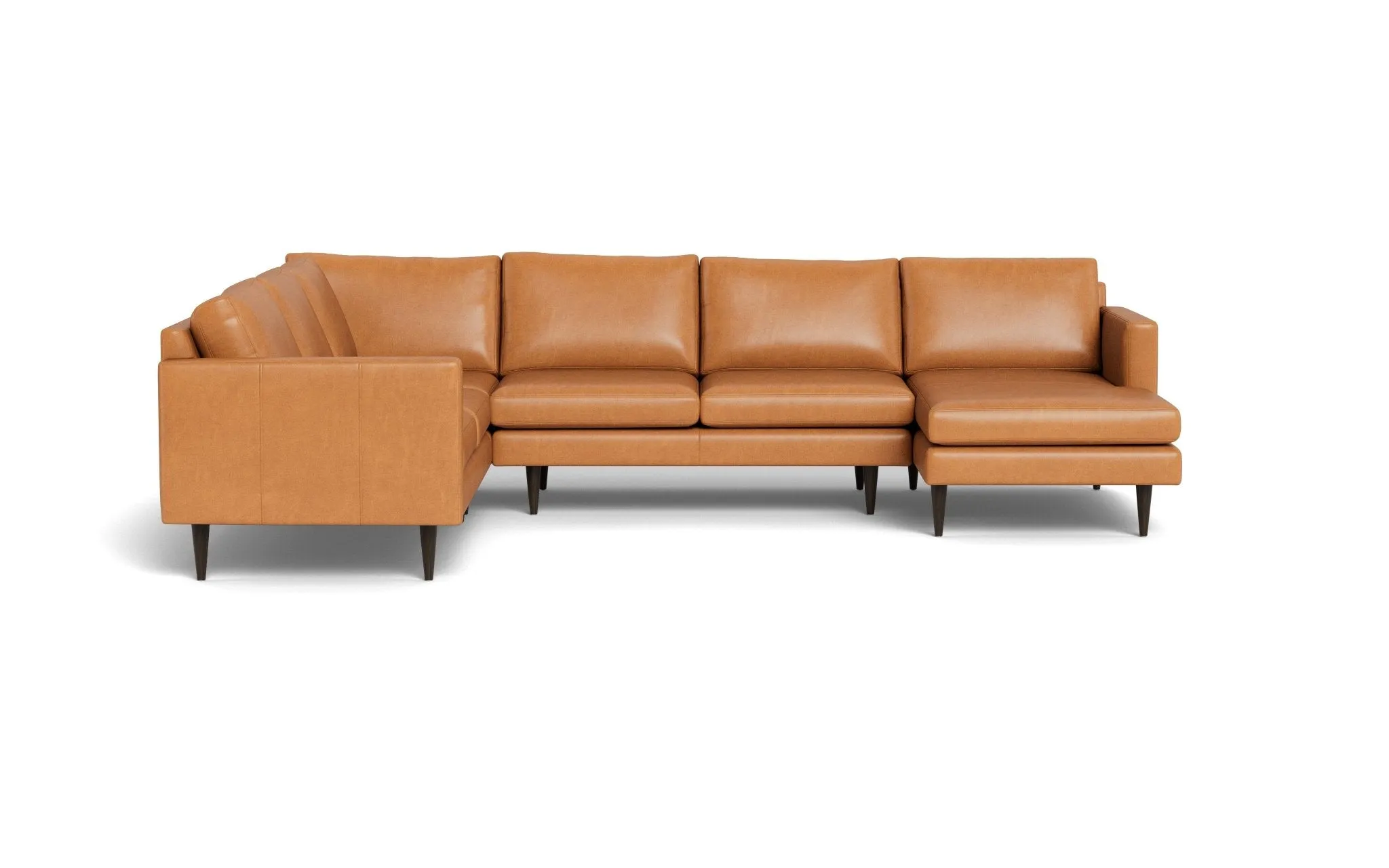 Wallace 131" Leather Untufted Corner Sectionals w. Right Chaise