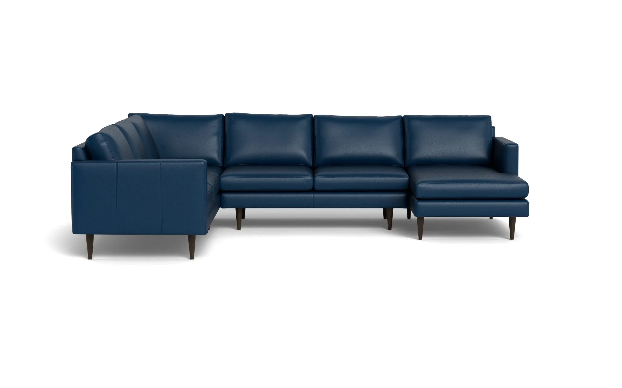 Wallace 131" Leather Untufted Corner Sectionals w. Right Chaise
