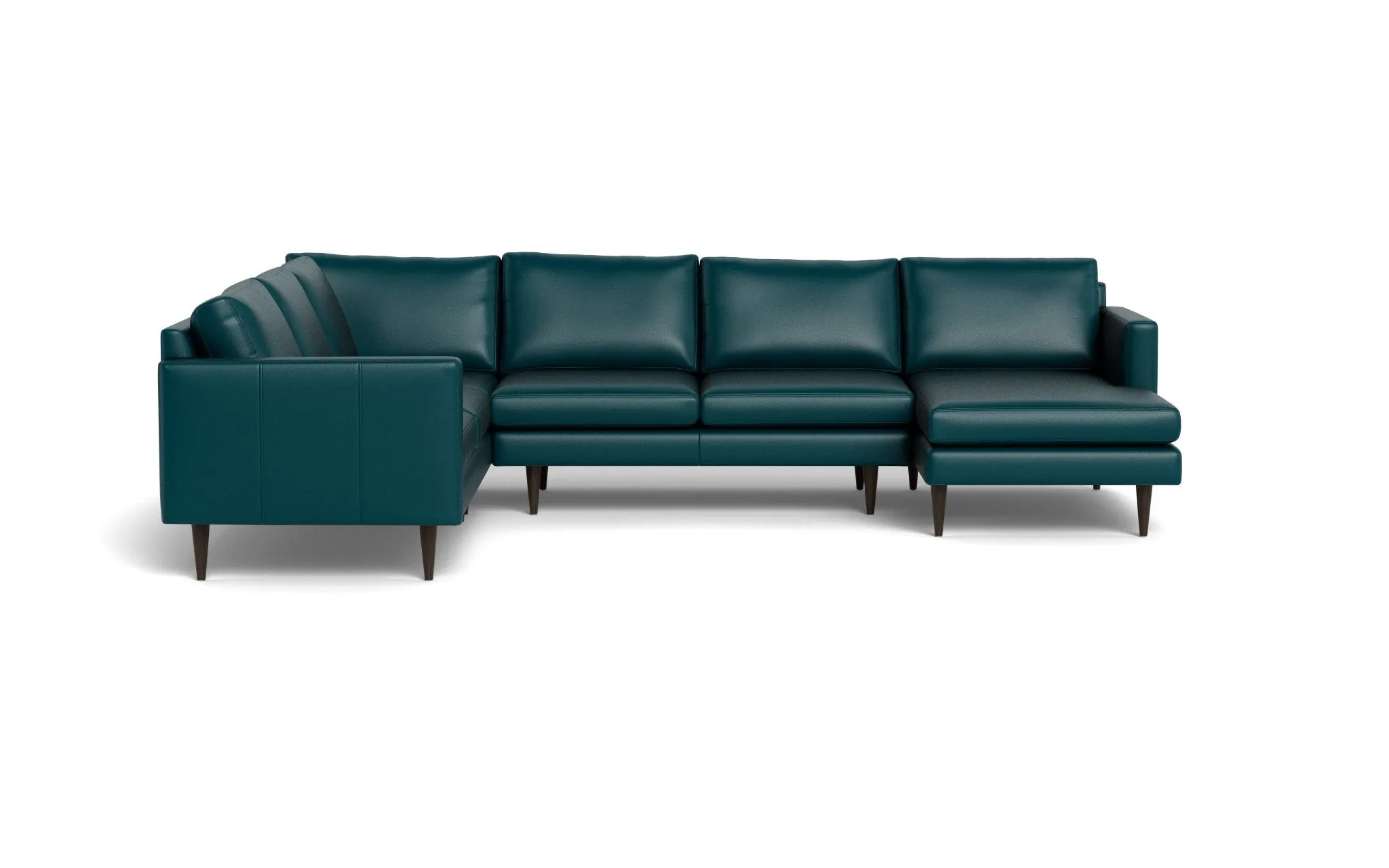 Wallace 131" Leather Untufted Corner Sectionals w. Right Chaise