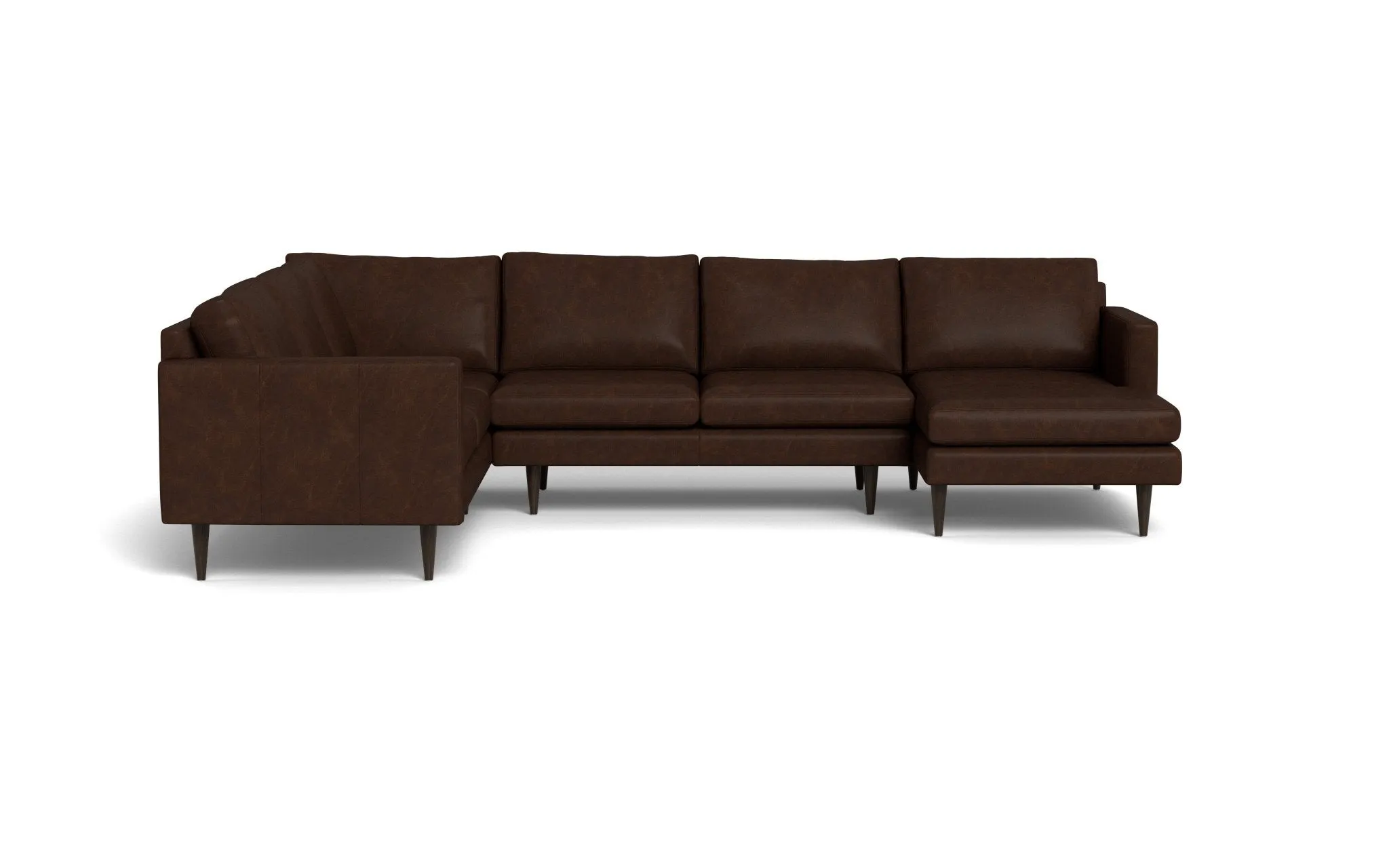 Wallace 131" Leather Untufted Corner Sectionals w. Right Chaise
