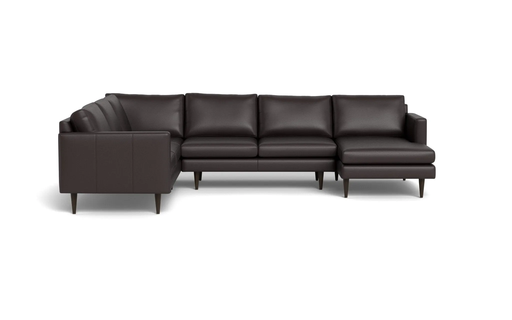 Wallace 131" Leather Untufted Corner Sectionals w. Right Chaise