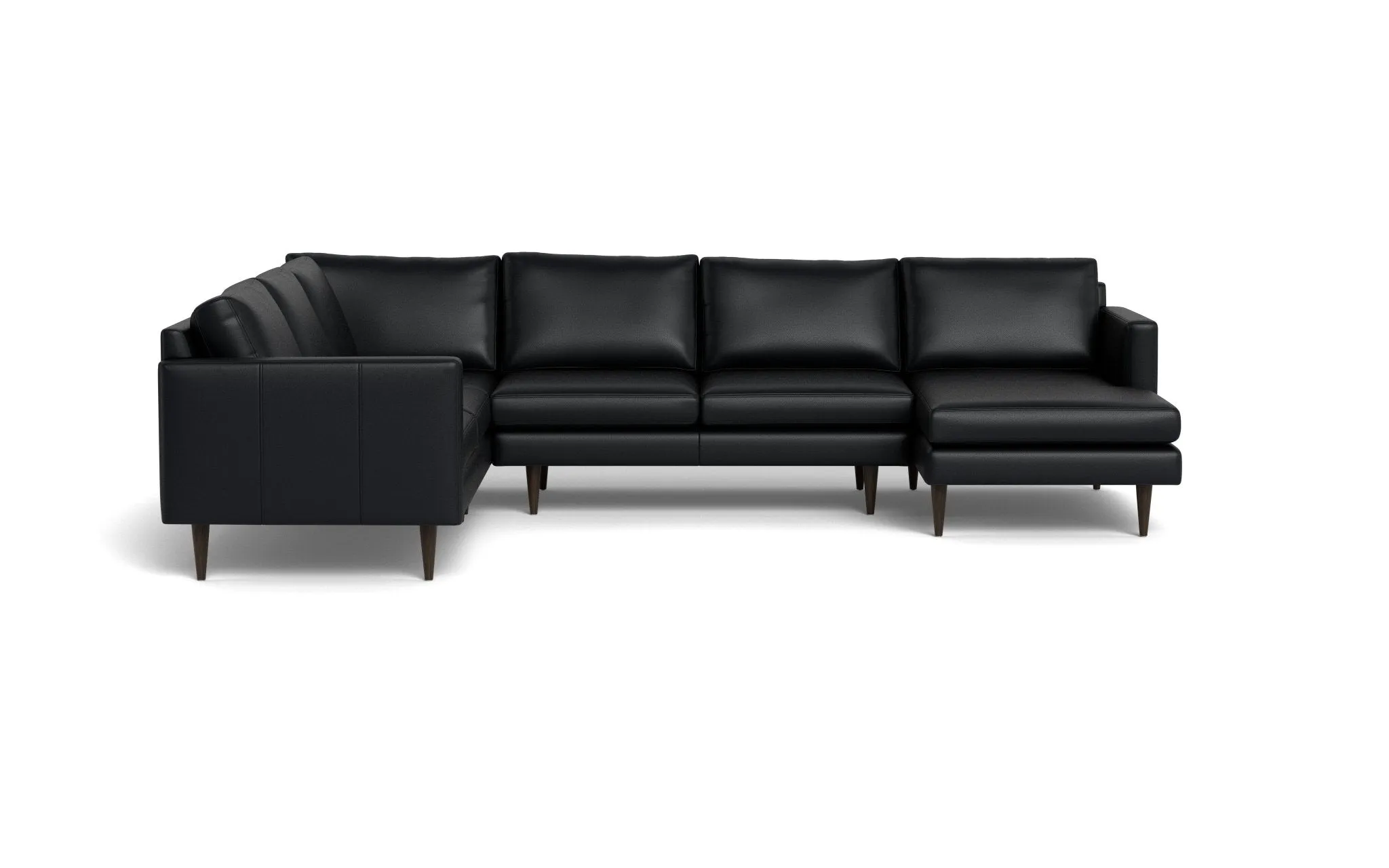 Wallace 131" Leather Untufted Corner Sectionals w. Right Chaise