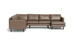 Wallace 131" Leather Untufted Corner Sectionals w. Right Chaise