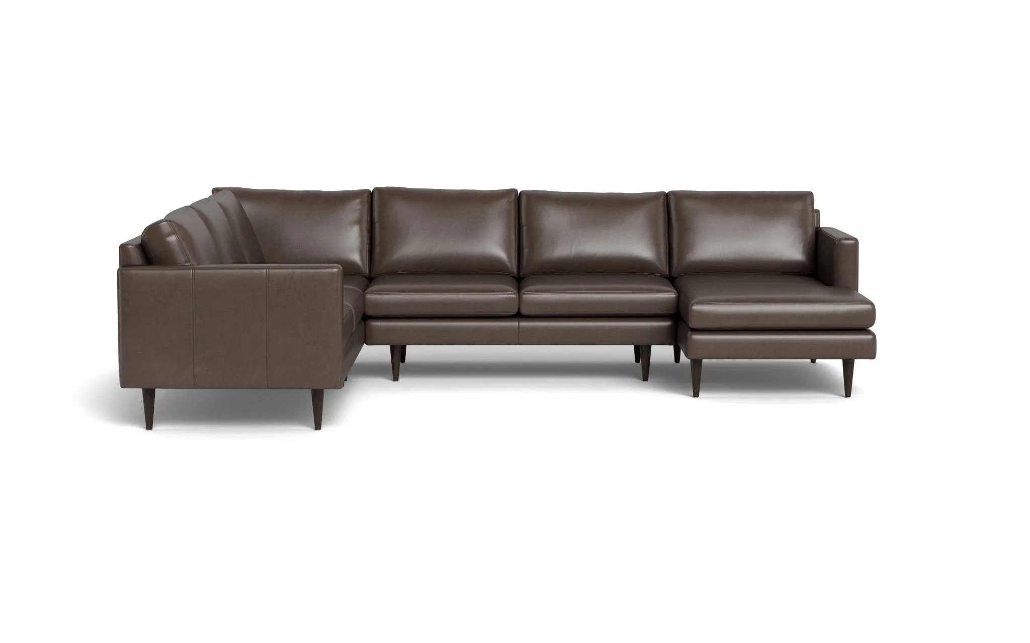 Wallace 131" Leather Untufted Corner Sectionals w. Right Chaise