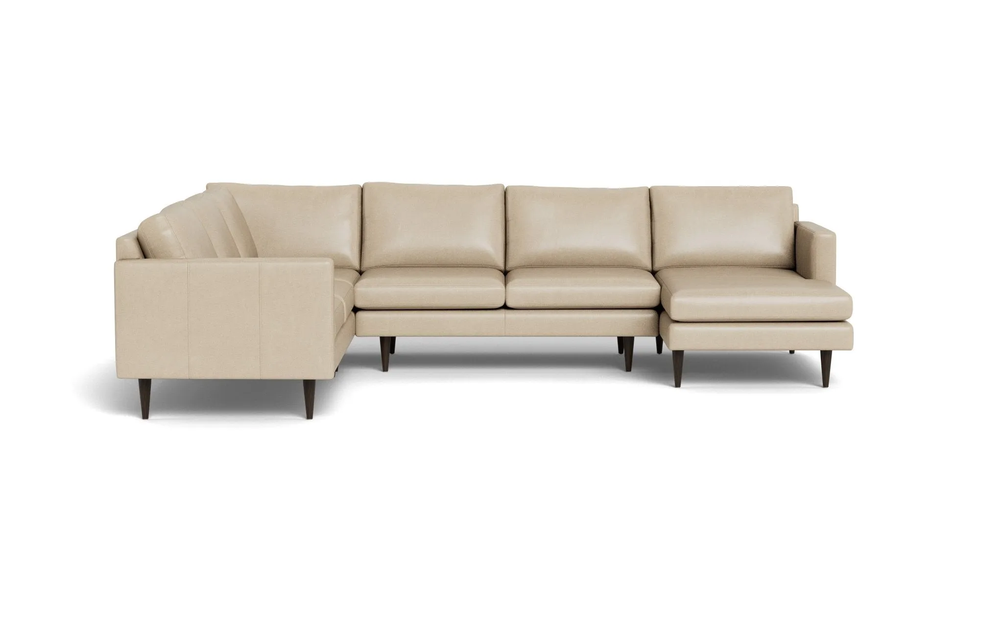 Wallace 131" Leather Untufted Corner Sectionals w. Right Chaise