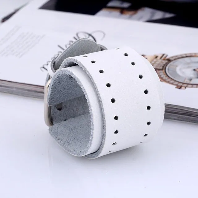 Wide Leather Bracelets Men Women Vintage Rock Jewelry (various styles) SJA9