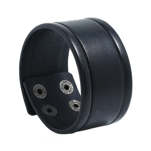 Wide Leather Bracelets Men Women Vintage Rock Jewelry (various styles) SJA9