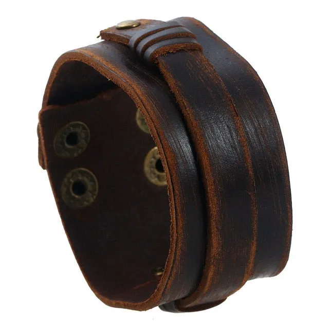 Wide Leather Bracelets Men Women Vintage Rock Jewelry (various styles) SJA9