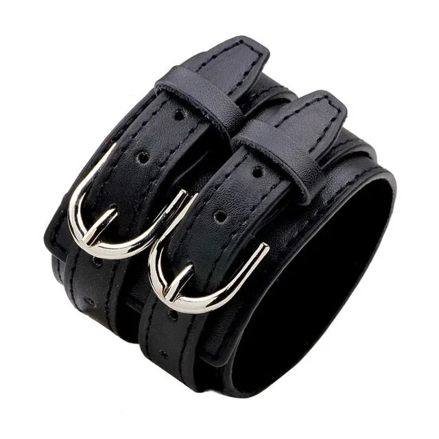 Wide Leather Bracelets Men Women Vintage Rock Jewelry (various styles) SJA9