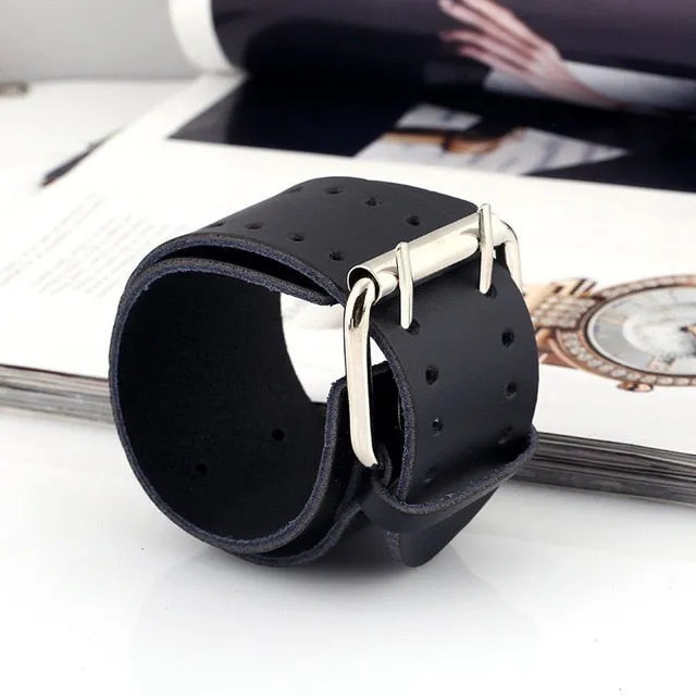Wide Leather Bracelets Men Women Vintage Rock Jewelry (various styles) SJA9