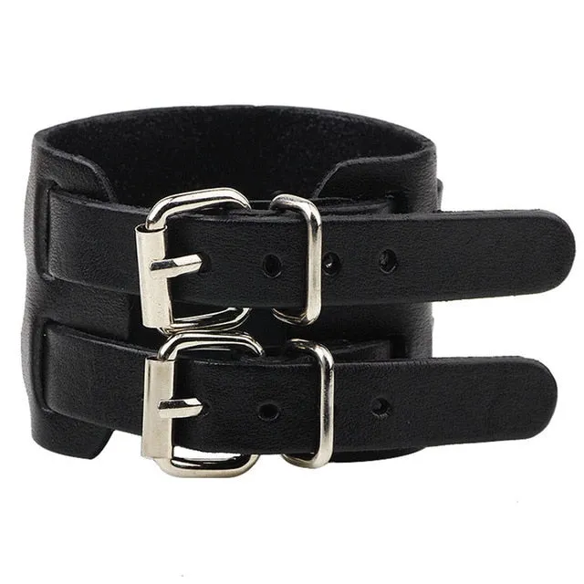 Wide Leather Bracelets Men Women Vintage Rock Jewelry (various styles) SJA9