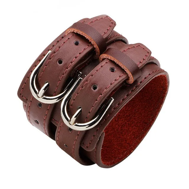 Wide Leather Bracelets Men Women Vintage Rock Jewelry (various styles) SJA9