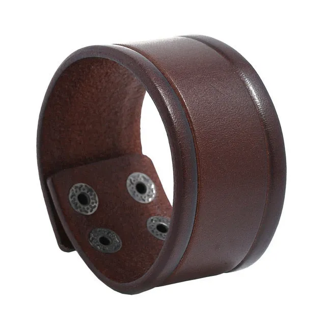 Wide Leather Bracelets Men Women Vintage Rock Jewelry (various styles) SJA9