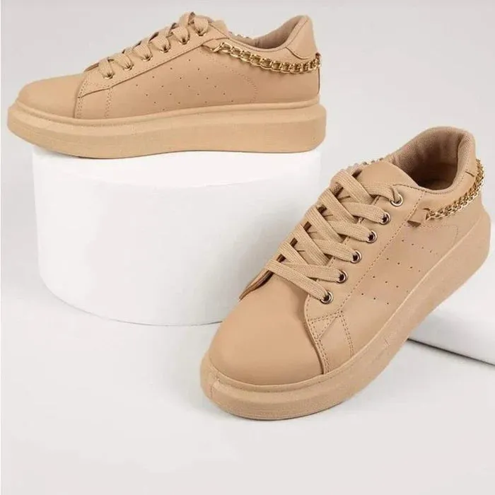 Women's Casual Lace Up Sneakers with Chain Style | Perfect for Casual Days