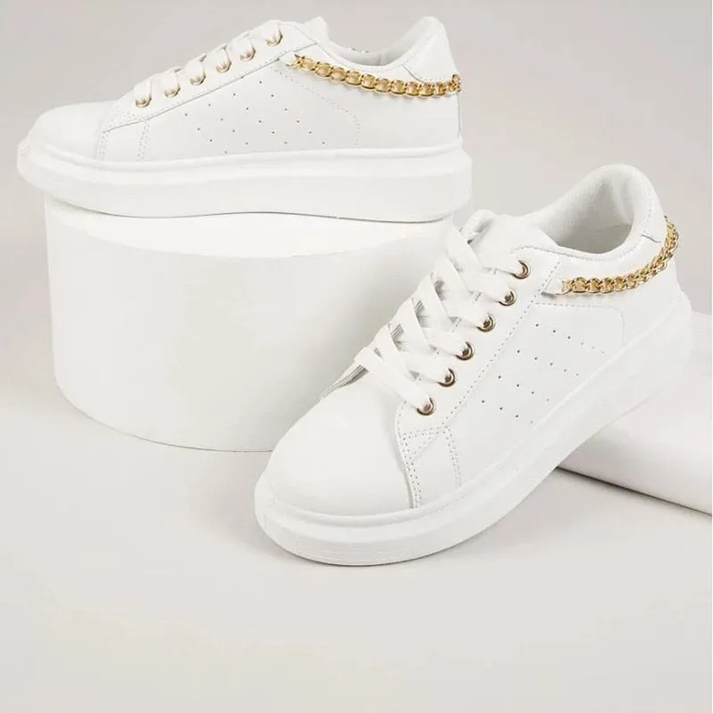 Women's Casual Lace Up Sneakers with Chain Style | Perfect for Casual Days