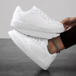 Women’s Casual Platform White Lace Up Sneakers | Perfect for Everyday Wear