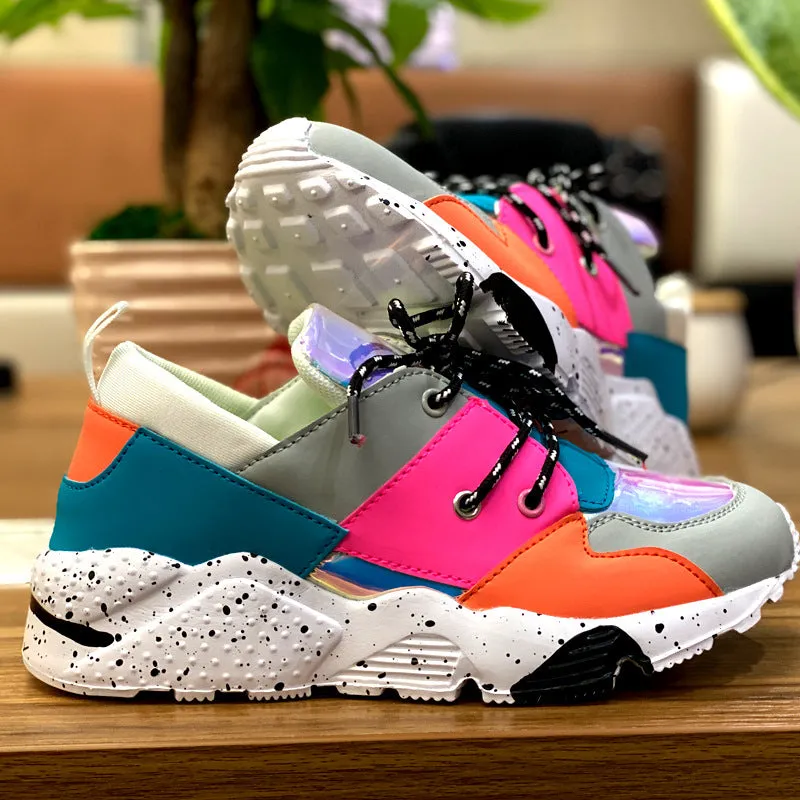 Women’s Chunky Multicolored Wedge-Sneakers with Lace Up Style | Perfect for Everyday Wear