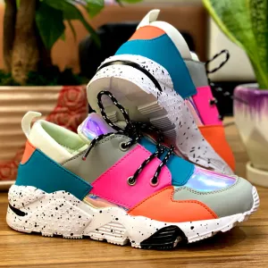 Women’s Chunky Multicolored Wedge-Sneakers with Lace Up Style | Perfect for Everyday Wear