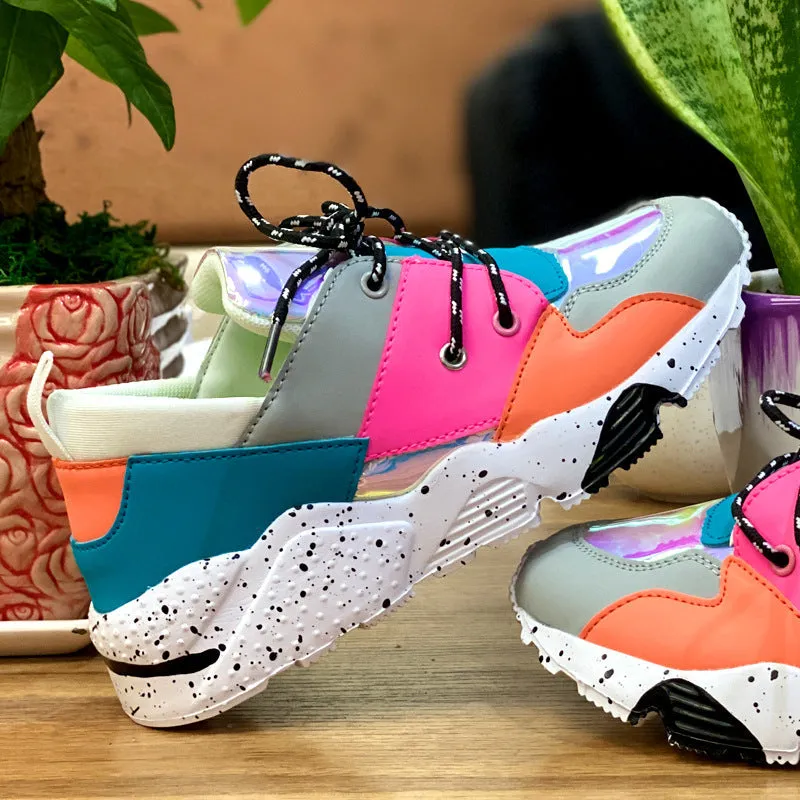 Women’s Chunky Multicolored Wedge-Sneakers with Lace Up Style | Perfect for Everyday Wear