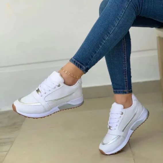Women's Classic Lace Up Sneakers with Shine Style | Perfect for Everyday Wear