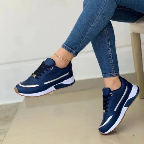 Women's Classic Lace Up Sneakers with Shine Style | Perfect for Everyday Wear